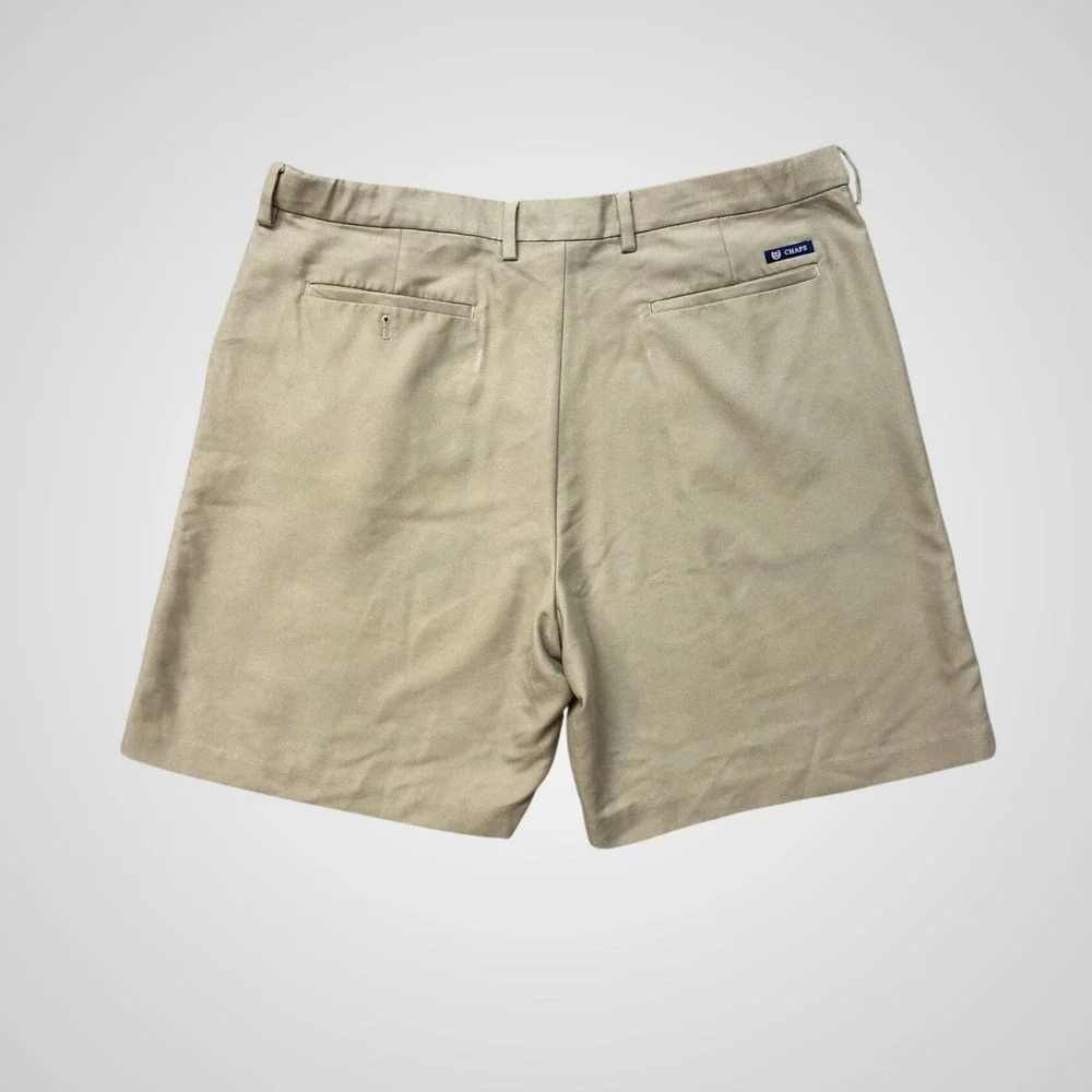 Chaps Mens‎ Khaki Chino Shorts Tan Flat Front Cotton Blend Size 40 Golf Casual